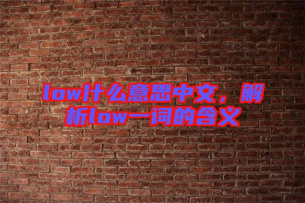 low什么意思中文，解析low一詞的含義