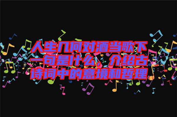 人生幾何對酒當(dāng)歌下一句是什么，介紹古詩詞中的意境和哲理