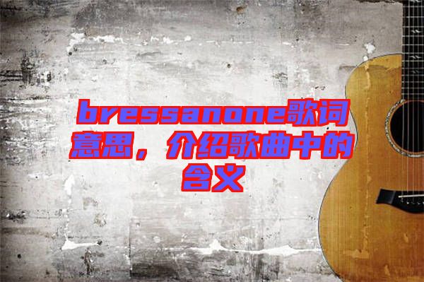 bressanone歌詞意思，介紹歌曲中的含義