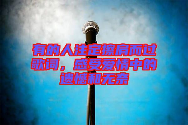 有的人注定擦肩而過(guò)歌詞，感受愛情中的遺憾和無(wú)奈