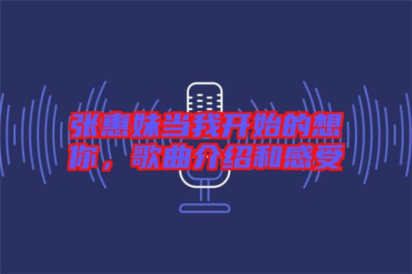 張惠妹當(dāng)我開始的想你，歌曲介紹和感受