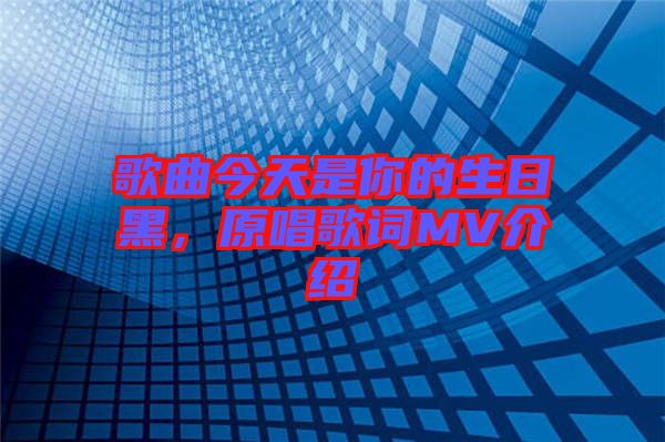 歌曲今天是你的生日黑，原唱歌詞MV介紹