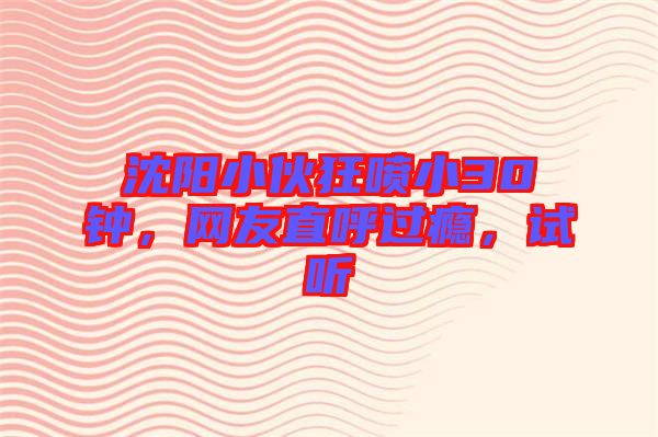 沈陽(yáng)小伙狂噴小30鐘，網(wǎng)友直呼過(guò)癮，試聽