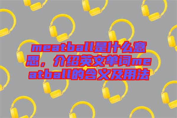 meatball是什么意思，介紹英文單詞meatball的含義及用法
