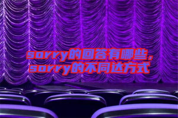 sorry的回答有哪些，sorry的不同達(dá)方式