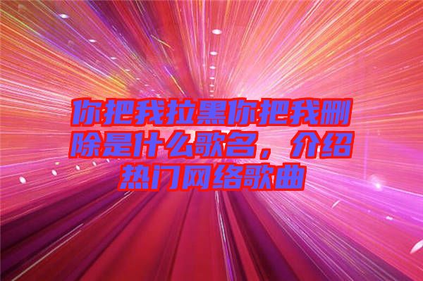 你把我拉黑你把我刪除是什么歌名，介紹熱門網(wǎng)絡(luò)歌曲