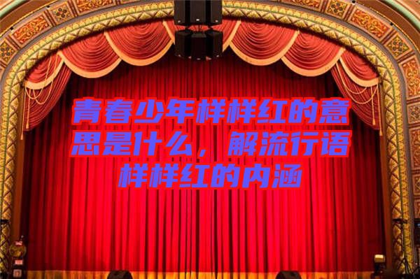 青春少年樣樣紅的意思是什么，解流行語樣樣紅的內(nèi)涵