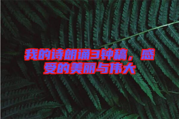 我的詩朗誦3鐘稿，感受的美麗與偉大