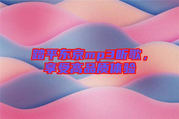 踏平東京mp3聽歌，享受高品質(zhì)體驗(yàn)