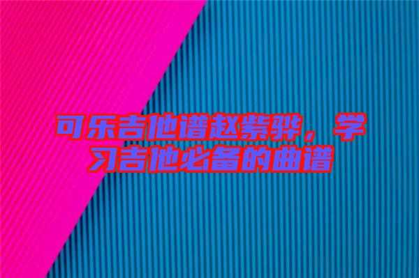 可樂吉他譜趙紫驊，學(xué)習(xí)吉他必備的曲譜