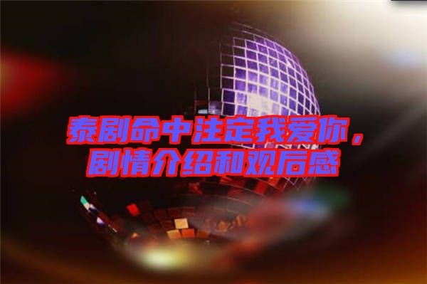 泰劇命中注定我愛你，劇情介紹和觀后感