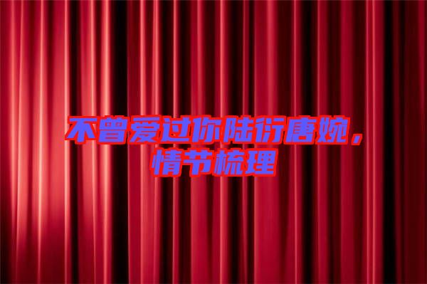 不曾愛過你陸衍唐婉，情節(jié)梳理