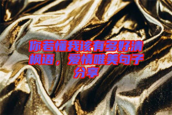 你若懂我該有多好清楓語(yǔ)，愛(ài)情唯美句子分享