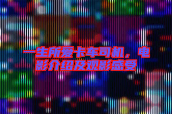 一生所愛卡車司機(jī)，電影介紹及觀影感受