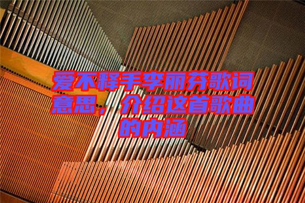 愛不釋手李麗芬歌詞意思，介紹這首歌曲的內涵
