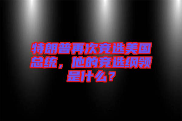 特朗普再次競選美國總統(tǒng)，他的競選綱領(lǐng)是什么？