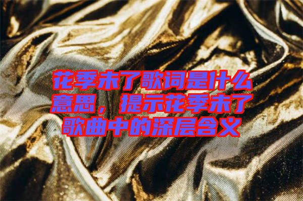 花季未了歌詞是什么意思，提示花季未了歌曲中的深層含義