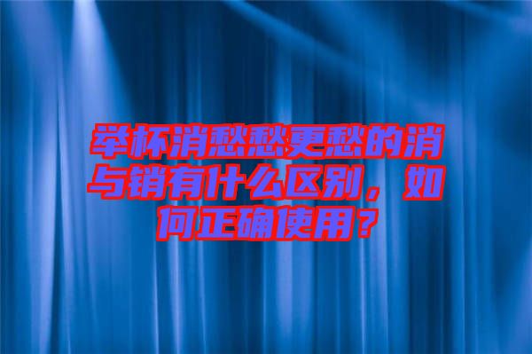 舉杯消愁愁更愁的消與銷有什么區(qū)別，如何正確使用？
