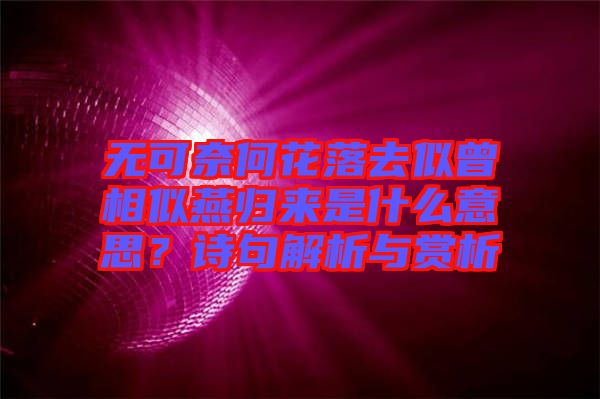 無可奈何花落去似曾相似燕歸來是什么意思？詩句解析與賞析