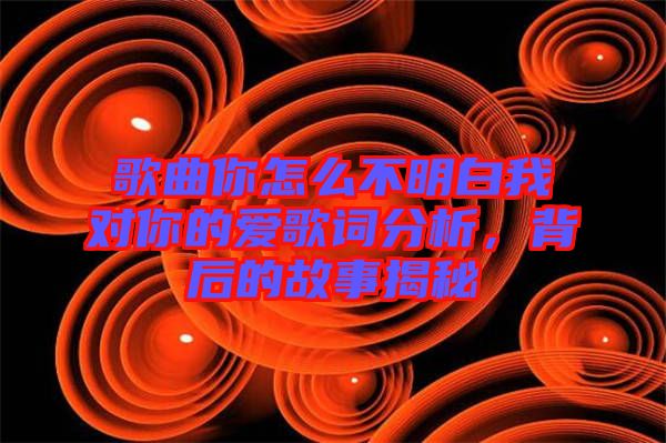 歌曲你怎么不明白我對你的愛歌詞分析，背后的故事揭秘