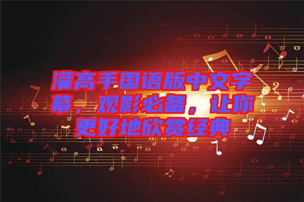 灌高手國語版中文字幕，觀影必備，讓你更好地欣賞經(jīng)典