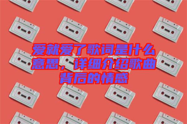 愛就愛了歌詞是什么意思，詳細(xì)介紹歌曲背后的情感