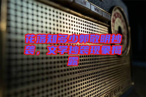 花落知多少郭敬明抄襲，文學抄襲現(xiàn)象揭露