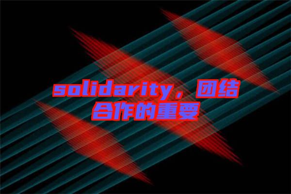 solidarity，團(tuán)結(jié)合作的重要