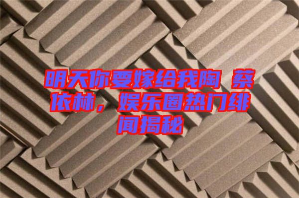 明天你要嫁給我陶喆蔡依林，娛樂圈熱門緋聞揭秘