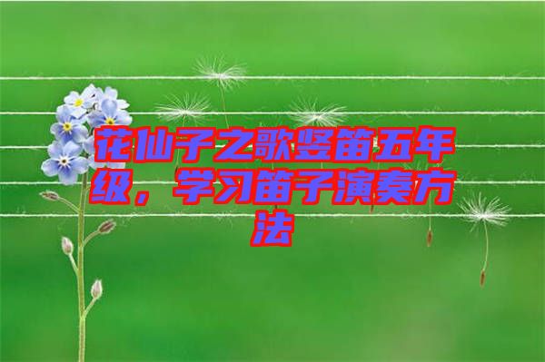 花仙子之歌豎笛五年級，學(xué)習(xí)笛子演奏方法