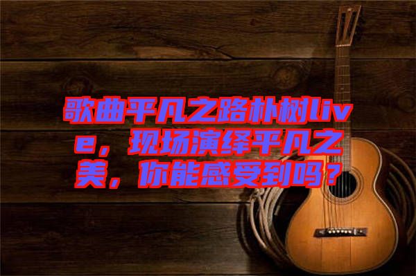 歌曲平凡之路樸樹live，現(xiàn)場演繹平凡之美，你能感受到嗎？