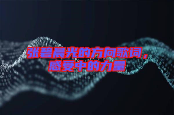 張碧晨光的方向歌詞，感受中的力量