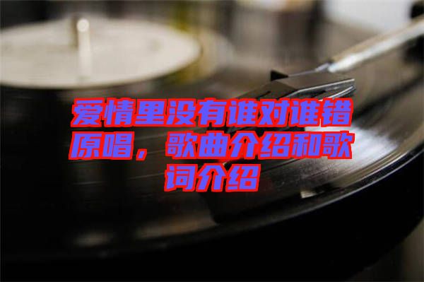 愛(ài)情里沒(méi)有誰(shuí)對(duì)誰(shuí)錯(cuò)原唱，歌曲介紹和歌詞介紹