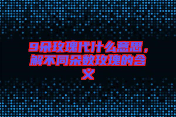 9朵玫瑰代什么意思，解不同朵數(shù)玫瑰的含義