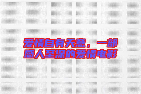 愛情自有天意，一部感人至深的愛情電影