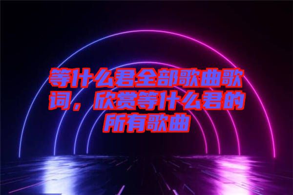等什么君全部歌曲歌詞，欣賞等什么君的所有歌曲