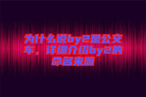 為什么說(shuō)by2是公交車(chē)，詳細(xì)介紹by2的命名來(lái)源
