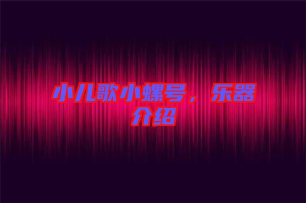 小兒歌小螺號，樂器介紹