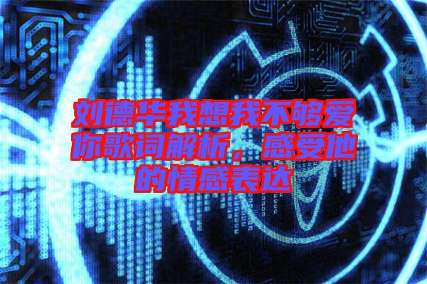 劉德華我想我不夠愛(ài)你歌詞解析，感受他的情感表達(dá)