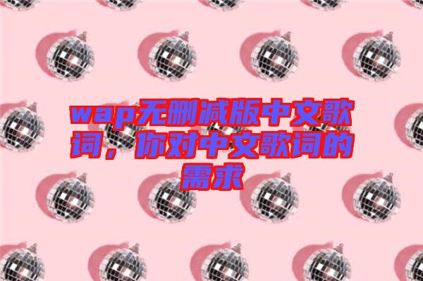 wap無刪減版中文歌詞，你對中文歌詞的需求