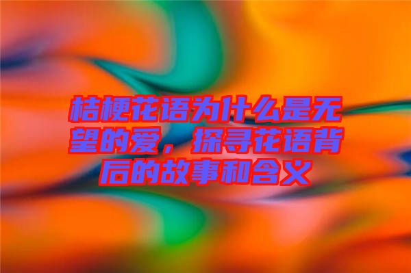 桔梗花語為什么是無望的愛，探尋花語背后的故事和含義