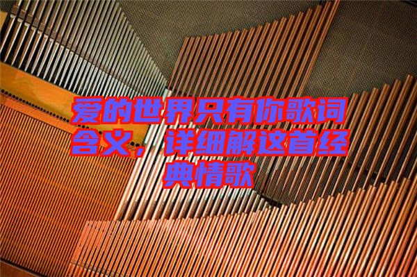 愛的世界只有你歌詞含義，詳細解這首經典情歌