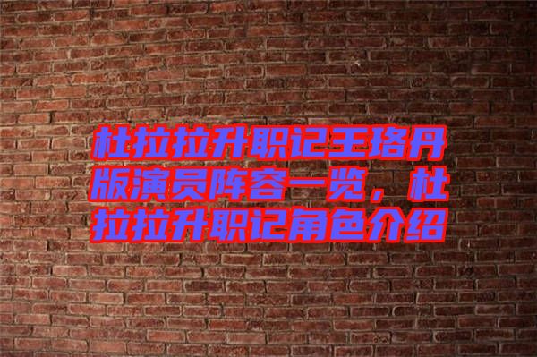 杜拉拉升職記王珞丹版演員陣容一覽，杜拉拉升職記角色介紹