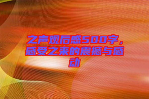 之聲觀后感500字，感受之來的震撼與感動