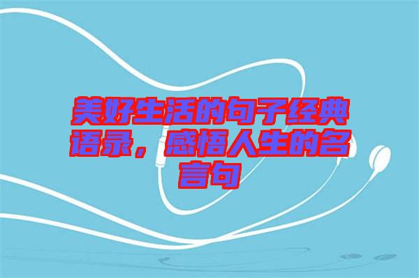 美好生活的句子經(jīng)典語錄，感悟人生的名言句