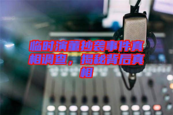 臨時(shí)演董抄襲事件真相調(diào)查，揭秘背后真相