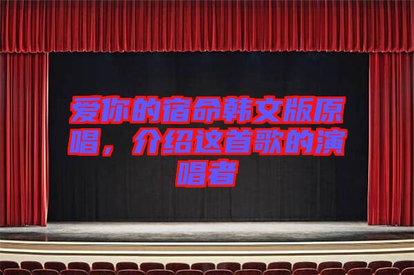 愛你的宿命韓文版原唱，介紹這首歌的演唱者