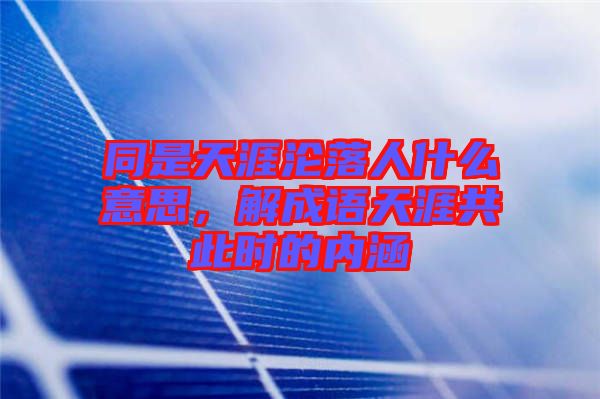 同是天涯淪落人什么意思，解成語天涯共此時的內(nèi)涵