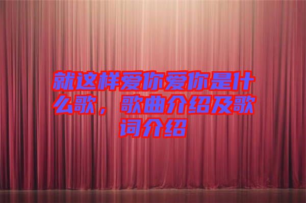 就這樣愛你愛你是什么歌，歌曲介紹及歌詞介紹