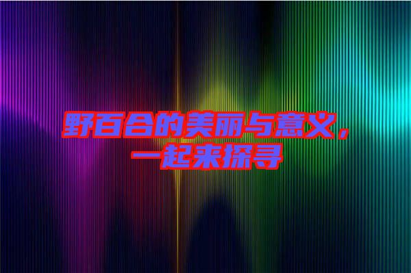 野百合的美麗與意義，一起來探尋